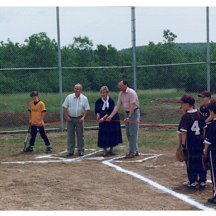 Ribbon cutting ceremony at the ball field