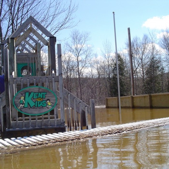 Flooded playground at the grounds